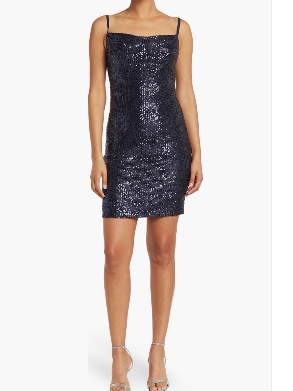 Cowl Neck Sleeveless Sequin Slip Dress